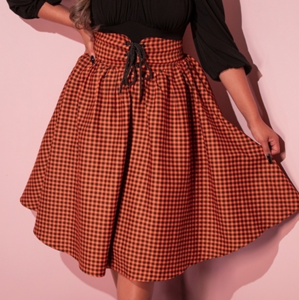 Corset Skirt in Orange Pumpkin Gingham